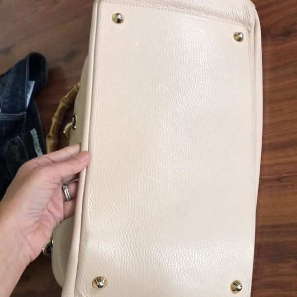 Mark & Graham Cream Satchel with Bamboo Handles - Picture 12 of 16